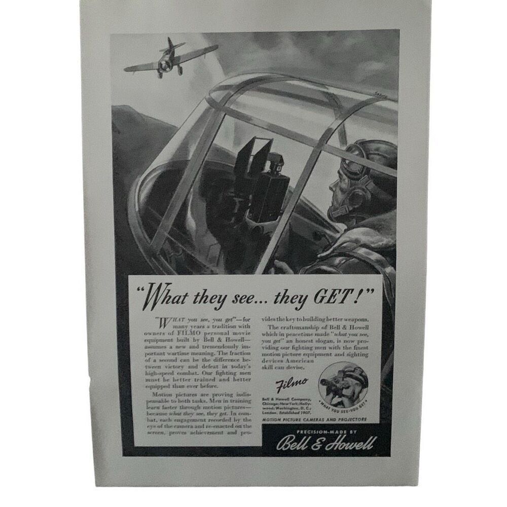 Vintage 1942 Bell & Howell What They See They Hit Ad Advertisement